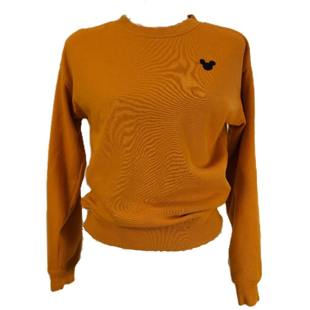 Divided Women's XS Orange Sweatshirt Top Embroidered Mickey Mouse Ears Disney
